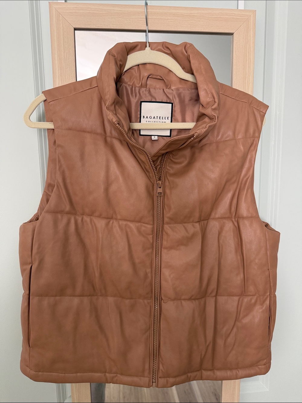 bagatelle Tan Quilted Leather Puffer Vest